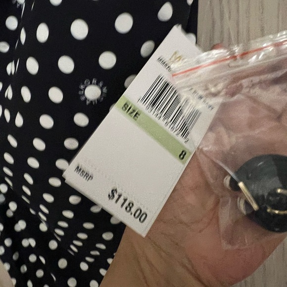 MICHAEL KORS POLKA DOT navy blue and white one piece swimsuit NWT size 8 - Picture 5 of 5